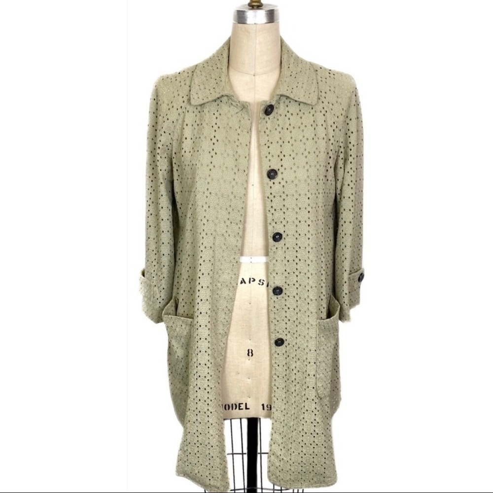 See by Chloe Sage Green Eyelet Topper Button Down Jacket 6